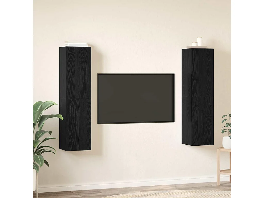 Mueble TV | Conjunto de Muebles para Televisión 4 pcs Roble negro