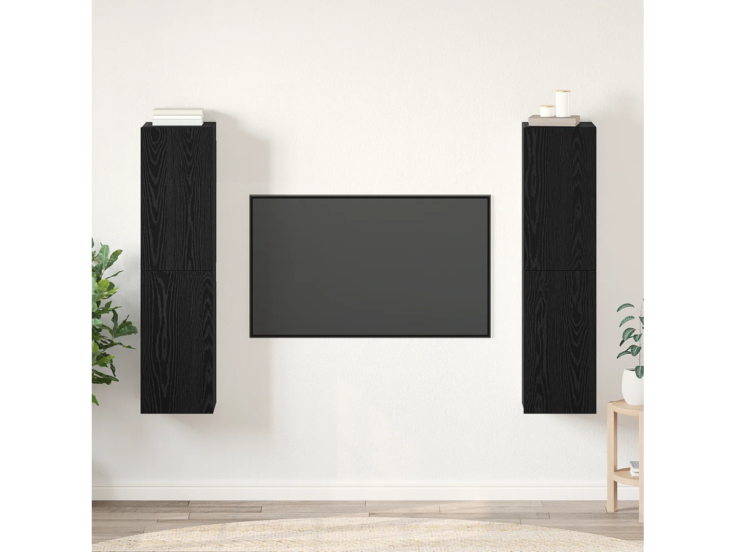Mueble TV | Conjunto de Muebles para Televisión 4 pcs Roble negro