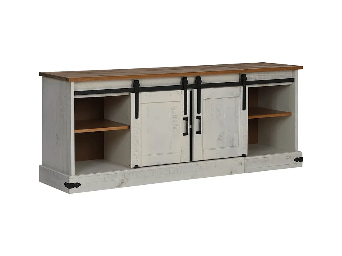 Mueble de TV | Mueble de salón HALDEN 2 puerta correderas blanco 150x40x60 cm