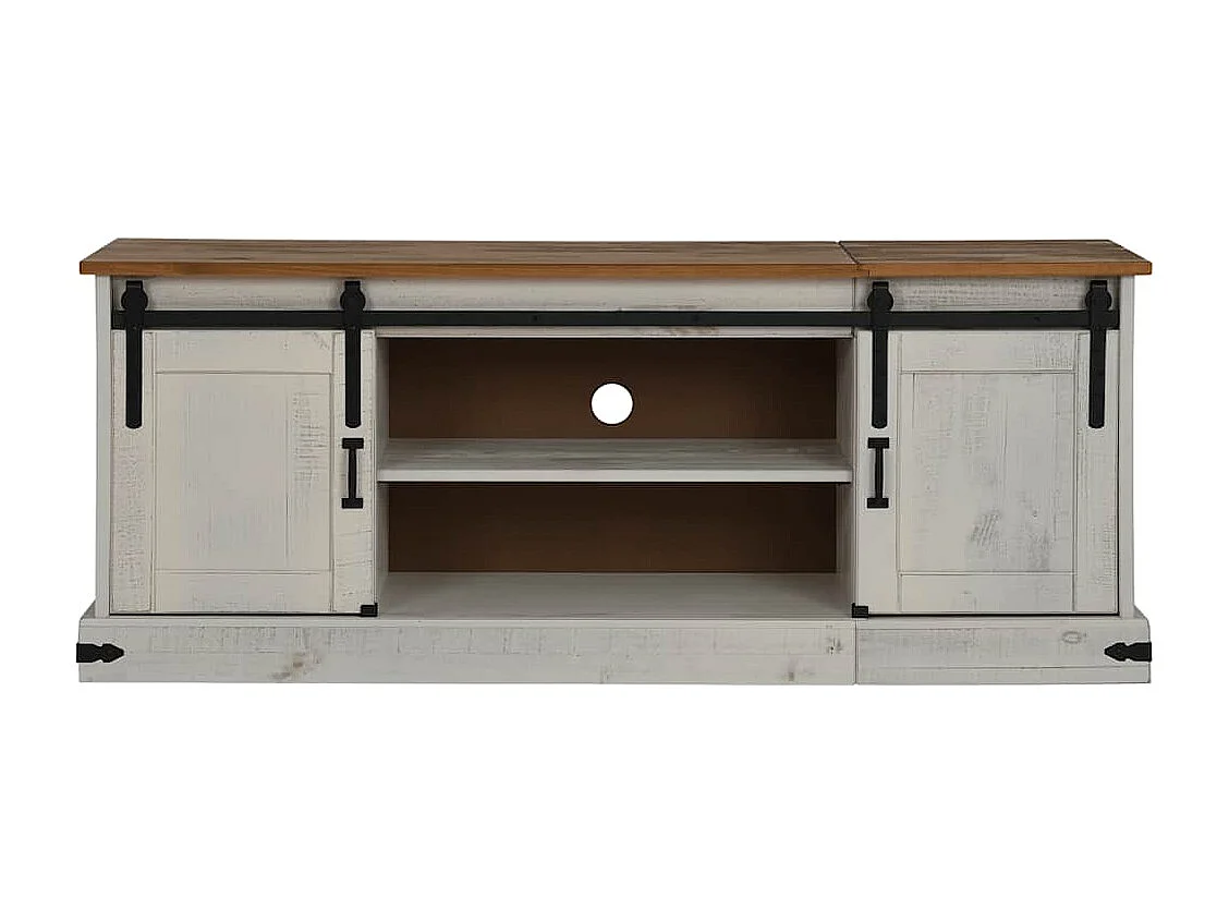 Meuble TV | Banc TV | Armoire TV HALDEN 2 portes coulissantes blanc 150x40x60 cm