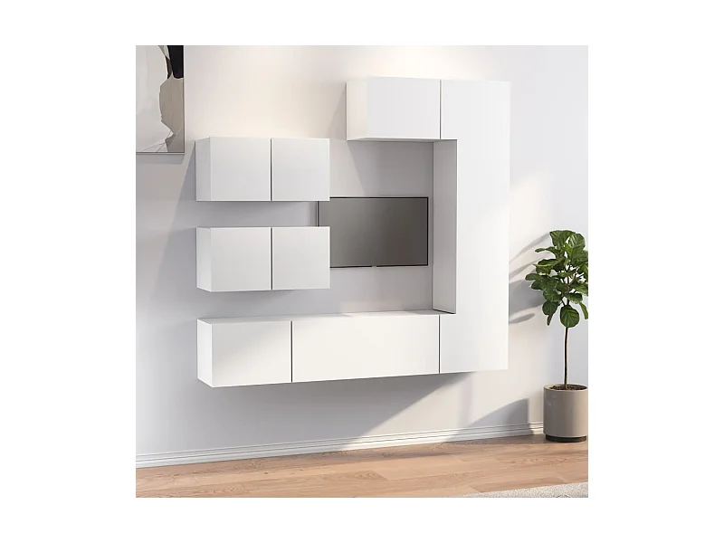 Ensemble de meubles TV | Bancs TV | Armoires TV 6 pcs Blanc Bois d'ingénierie
