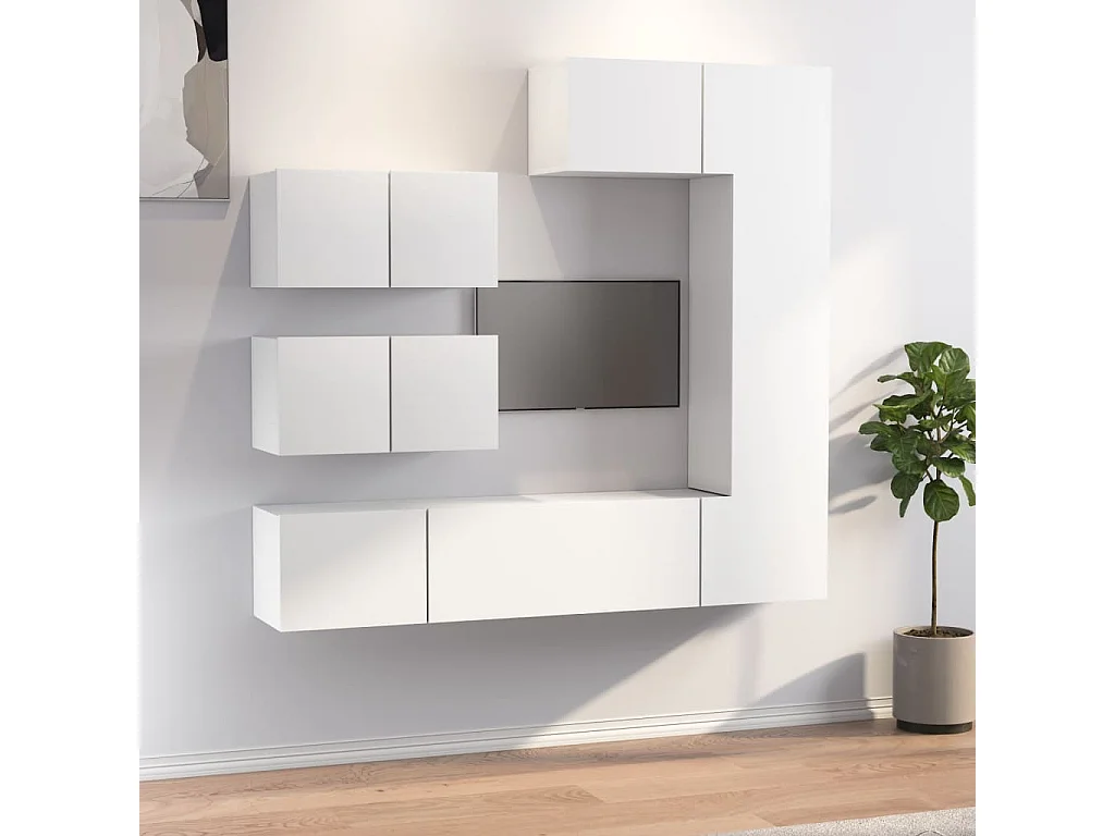 Ensemble de meubles TV | Bancs TV | Armoires TV 6 pcs Blanc Bois d'ingénierie