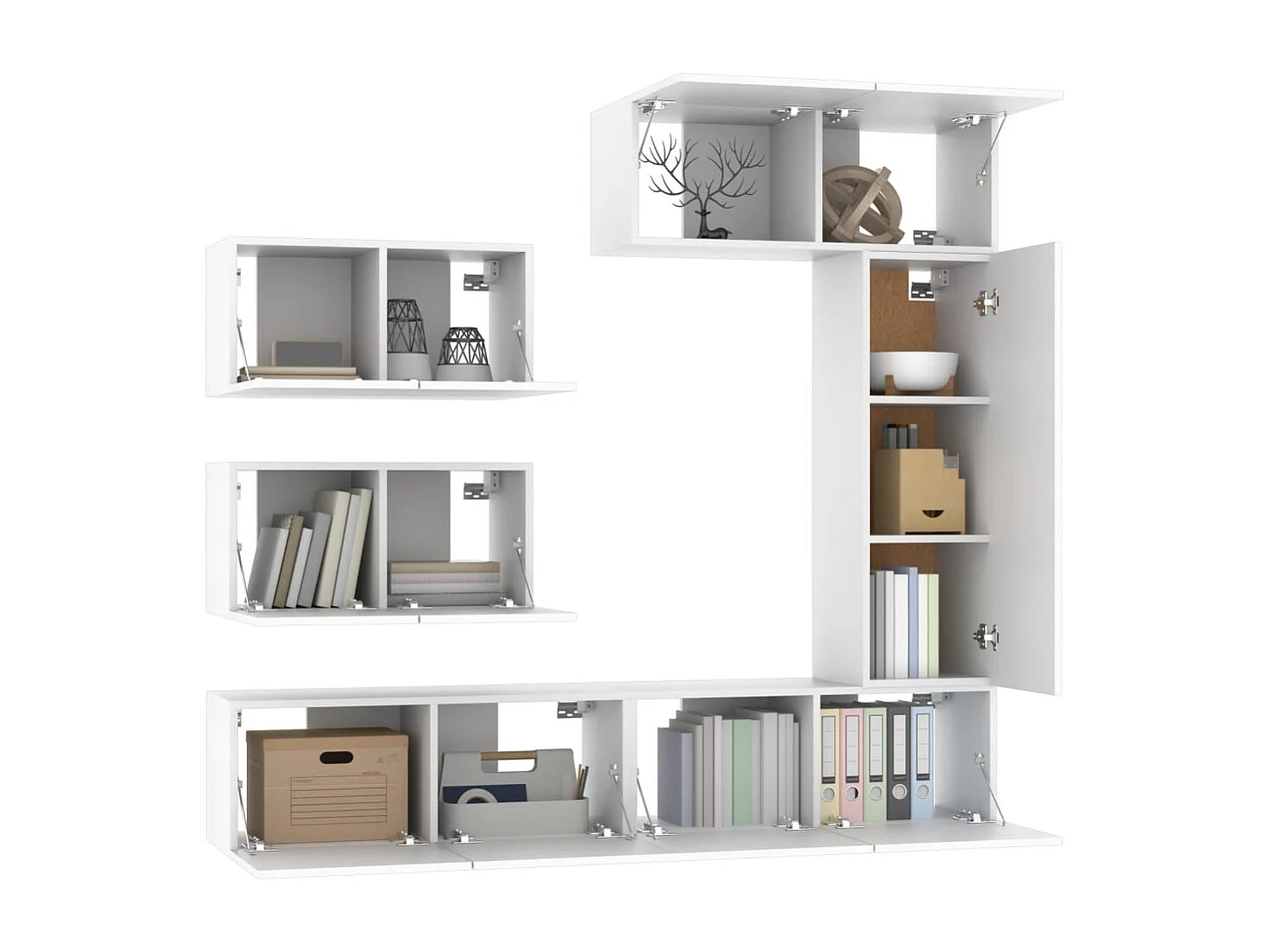 Ensemble de meubles TV | Bancs TV | Armoires TV 6 pcs Blanc Bois d'ingénierie