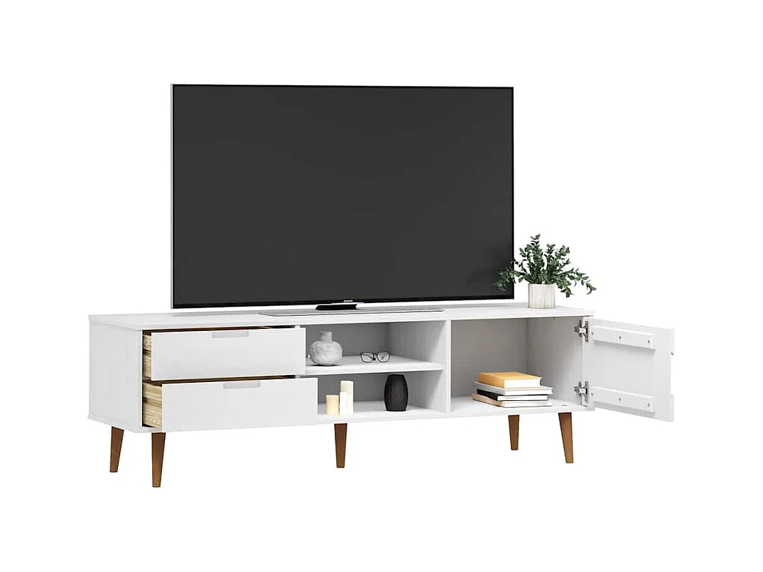Mueble de TV | Mueble de salón MOLDE madera maciza de pino blanca 158x40x49 cm