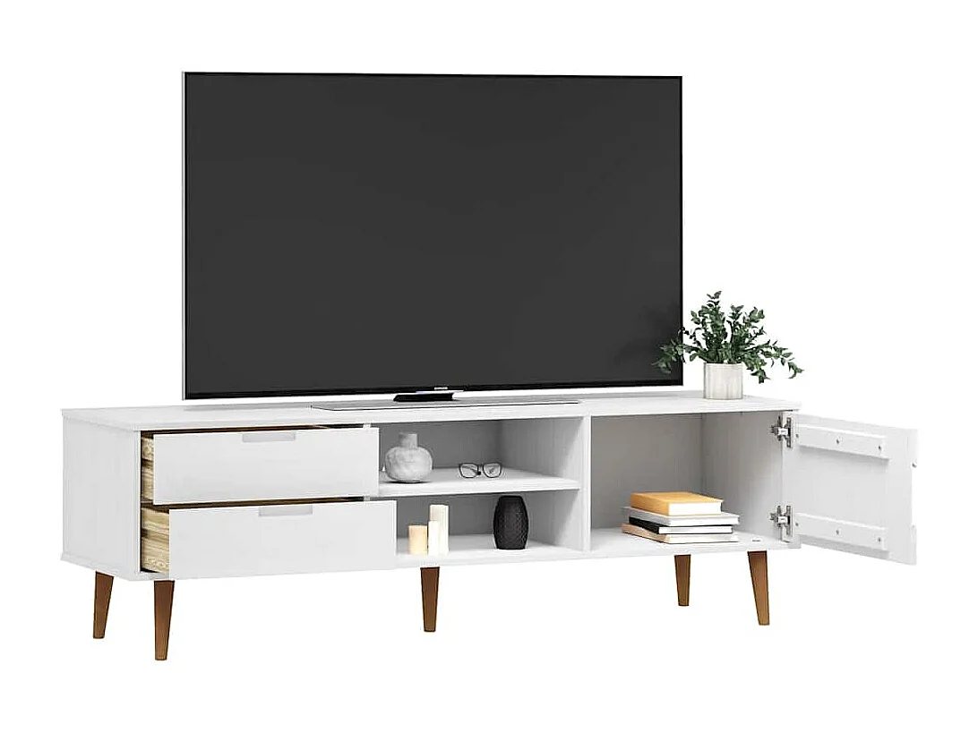 Mueble de TV | Mueble de salón MOLDE madera maciza de pino blanca 158x40x49 cm