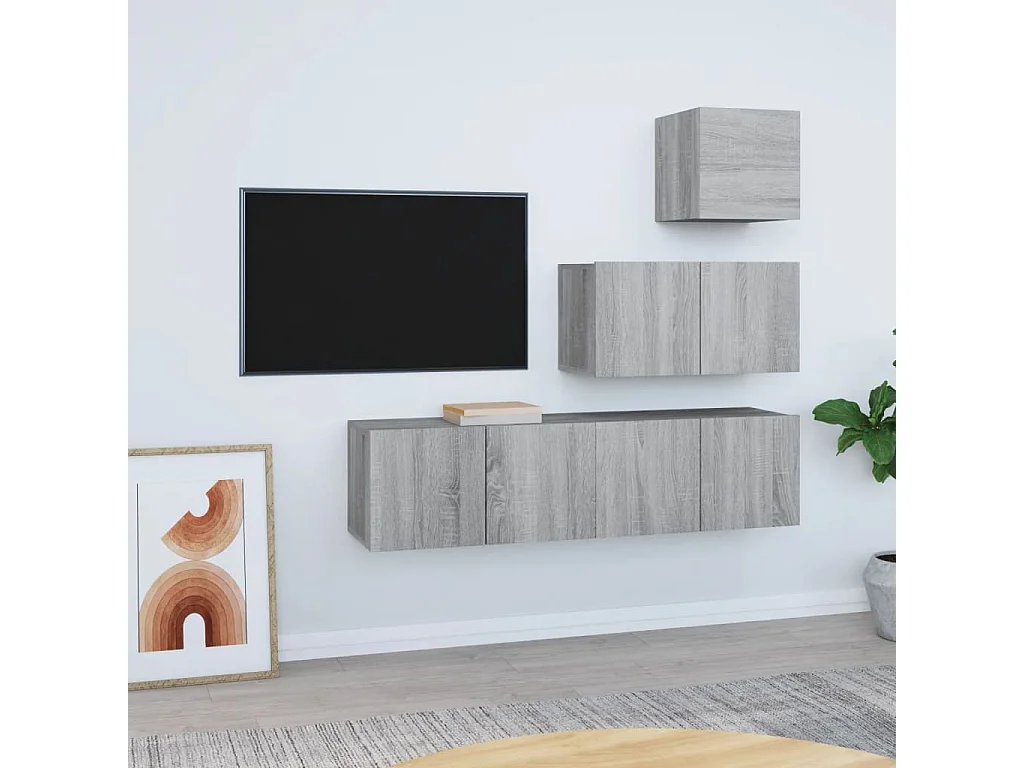 Ensemble de meubles TV | Bancs TV | Armoires TV 4 pcs Sonoma gris Bois d'ingénierie