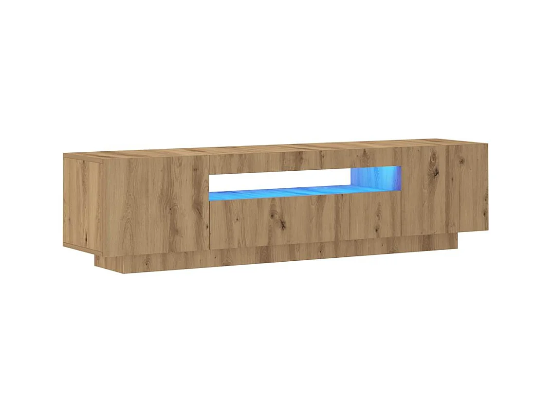 Mueble de TV | Mueble de salón luces LED madera roble artisan 160x35x40 cm