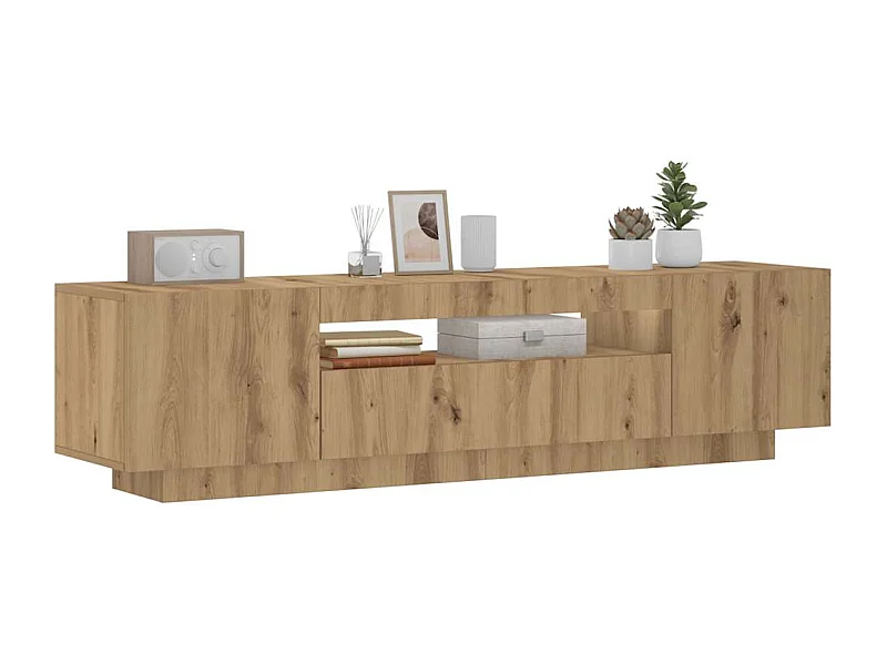 Meuble TV | Banc TV | Armoire TV avec lumières LED chêne artisanal bois d'ingénierie