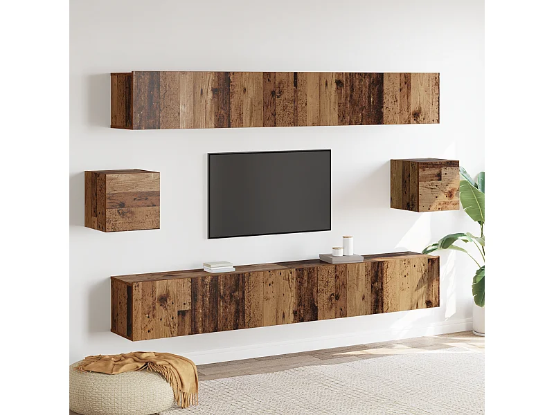 Conjunto de Mueble de TV | Mueble de salón 6 pcs Madera vieja 100 x 30 x 30 cm