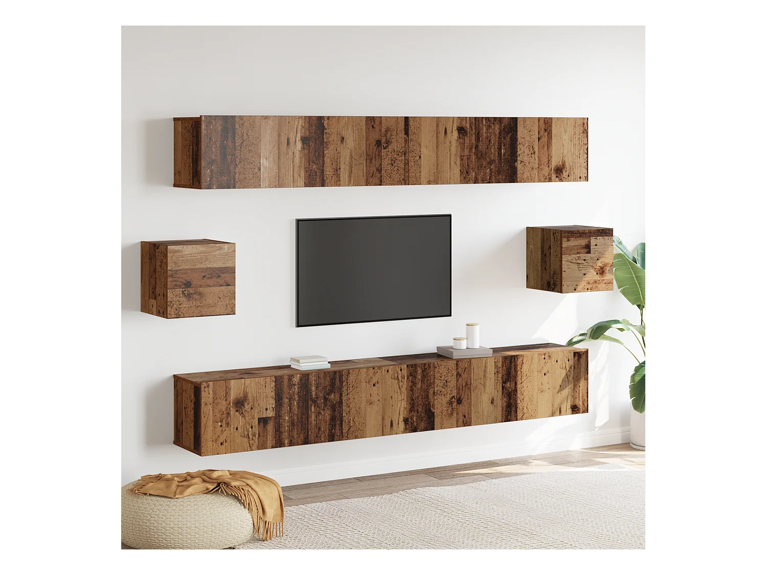 Conjunto de Mueble de TV | Mueble de salón 6 pcs Madera vieja 100 x 30 x 30 cm