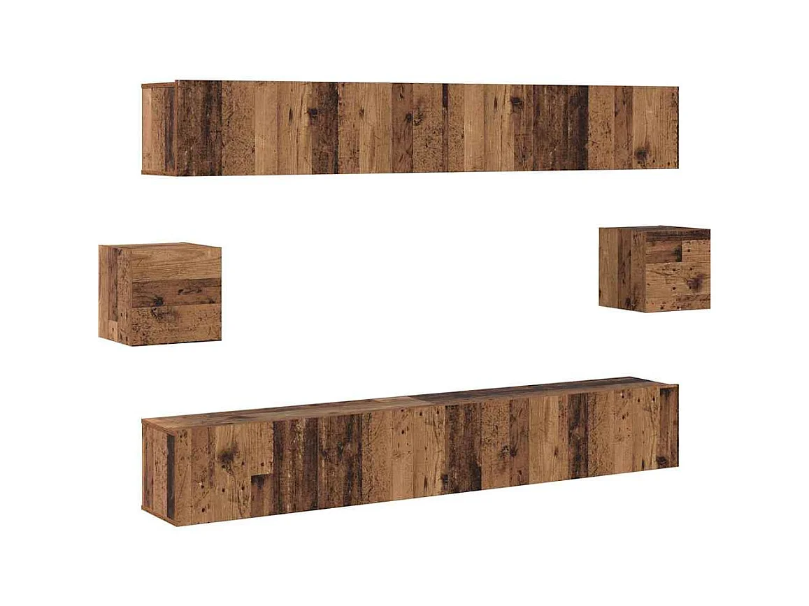 Conjunto de Mueble de TV | Mueble de salón 6 pcs Madera vieja 100 x 30 x 30 cm