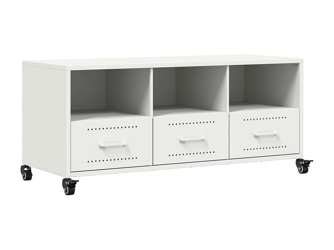 Meuble TV | Banc TV | Armoire TV blanc 100,5x39x43,5 cm acier