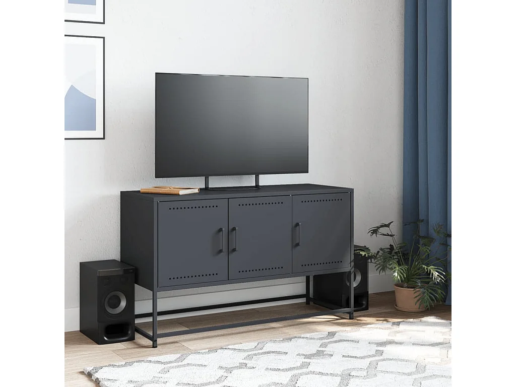 Meuble TV | Banc TV | Armoire TV anthracite 100,5x39x60,5 cm acier