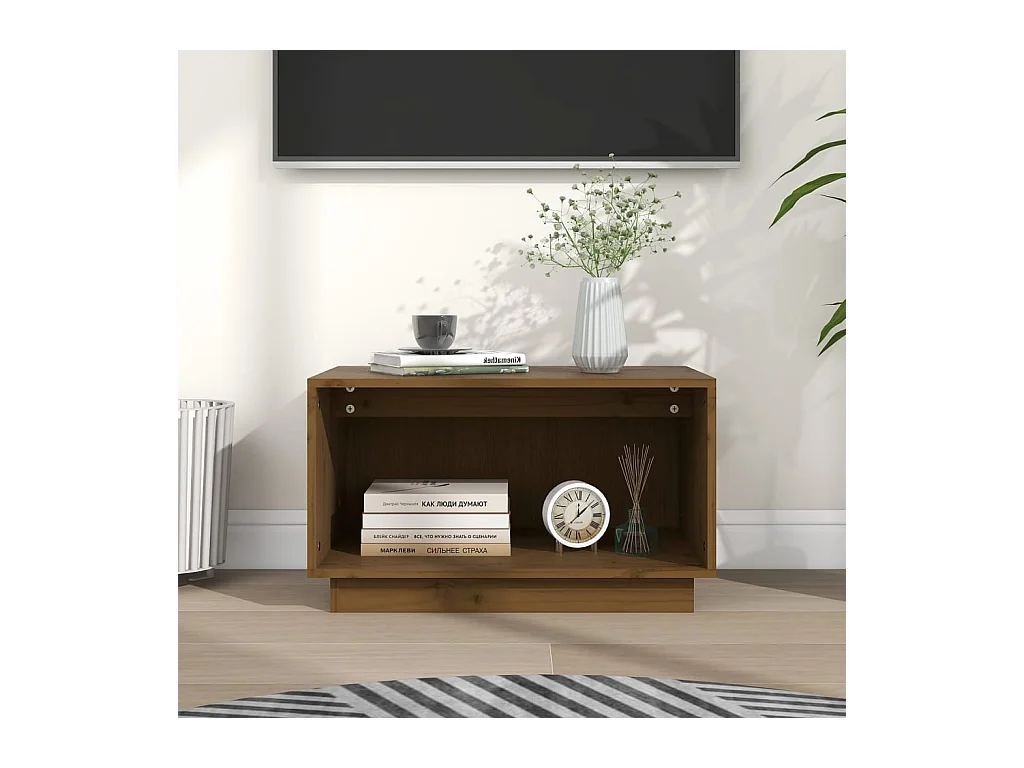 Mueble de TV | Mueble de salón madera maciza de pino marrón miel 60x35x35 cm