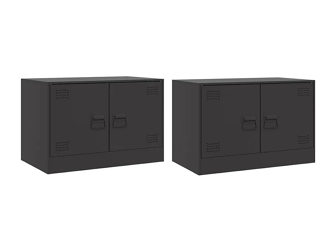 Meubles TV | Bancs TV | Armoires TV 2 pcs noir 67x39x44 cm acier