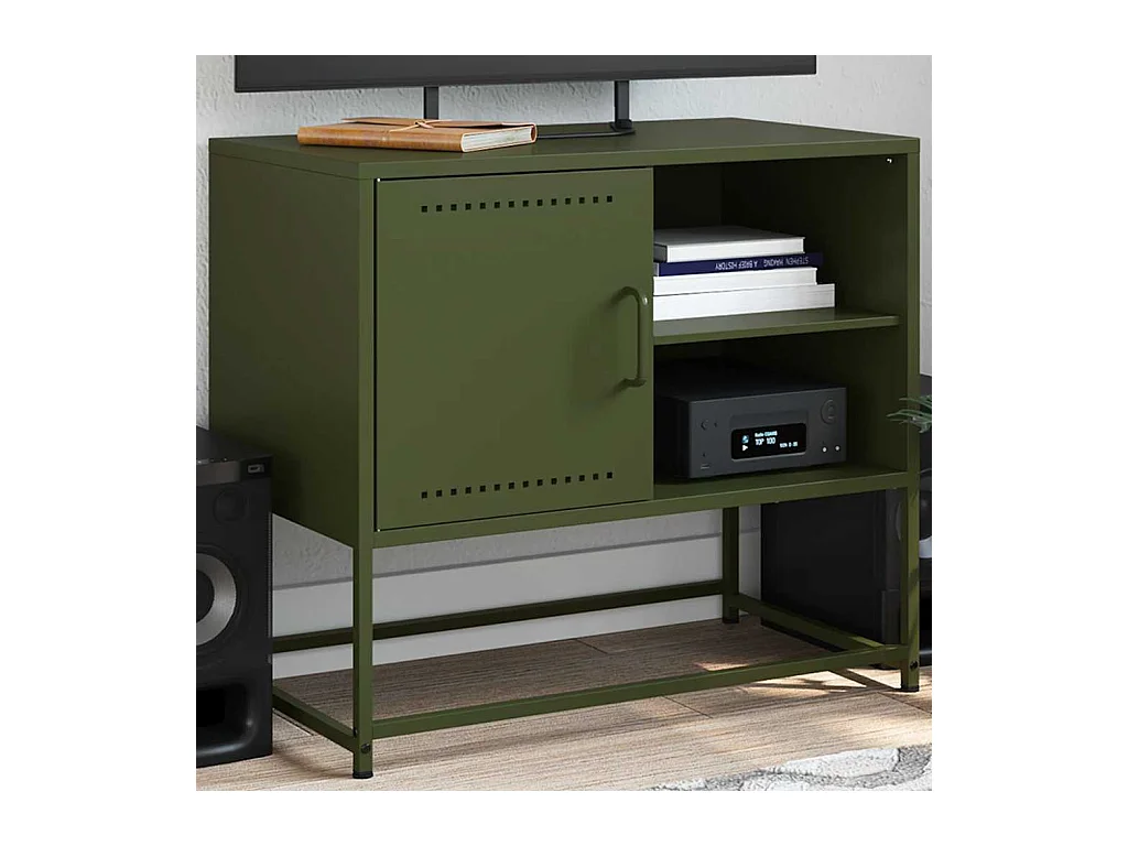 Meuble TV | Banc TV | Armoire TV vert olive 68x39x60,5 cm acier