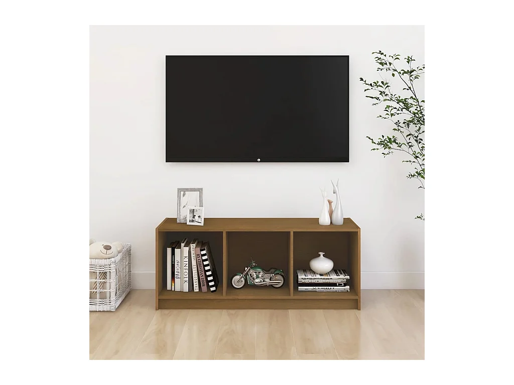 Meuble TV | Banc TV | Armoire TV Marron miel 104x33x41 cm Bois de pin massif