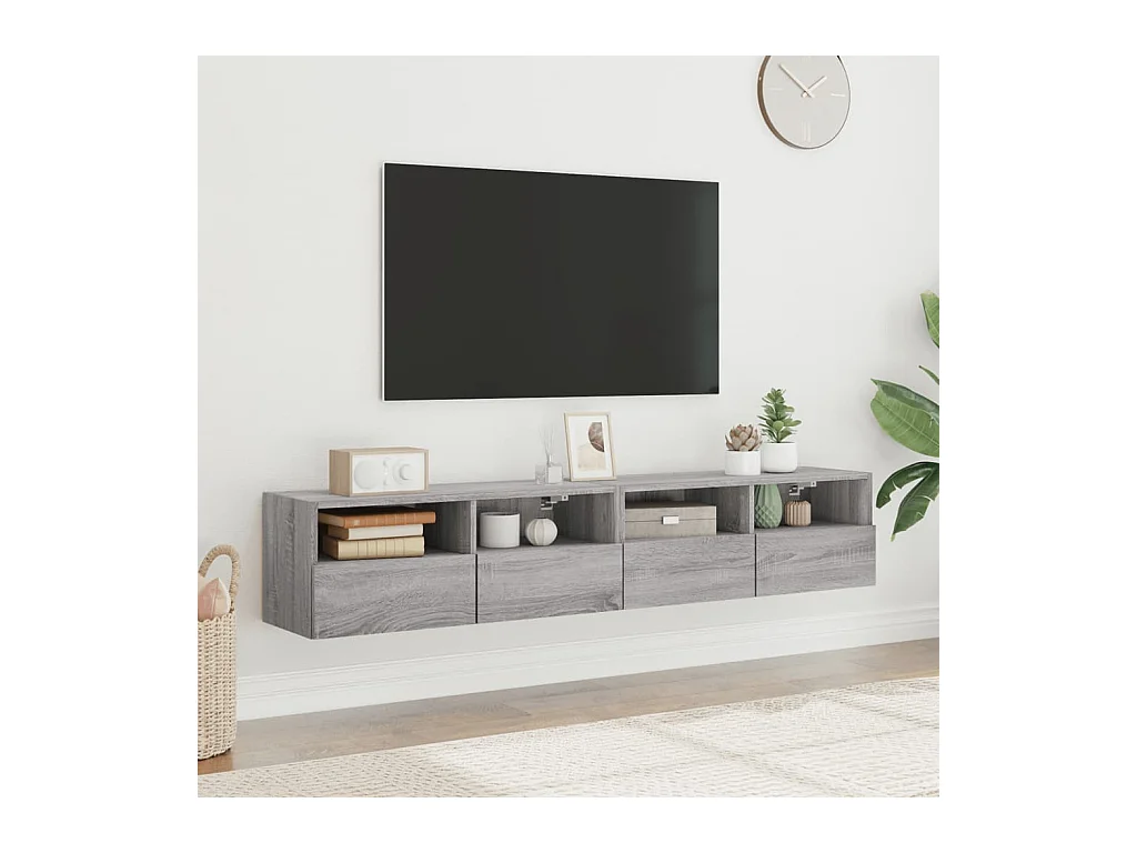 Meubles TV | Bancs TV | Armoires TV muraux 2pcs sonoma gris 80x30x30cm bois d'ingénierie
