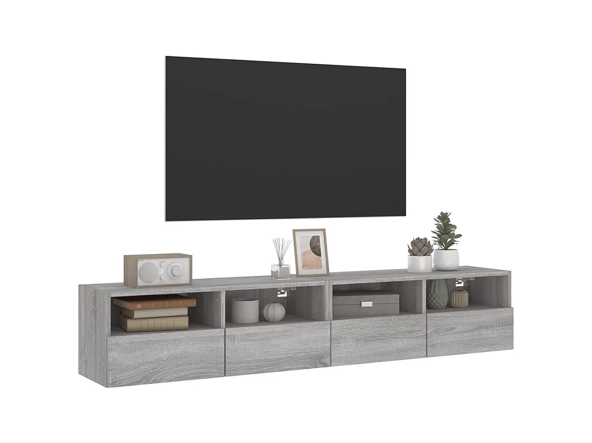Meubles TV | Bancs TV | Armoires TV muraux 2pcs sonoma gris 80x30x30cm bois d'ingénierie