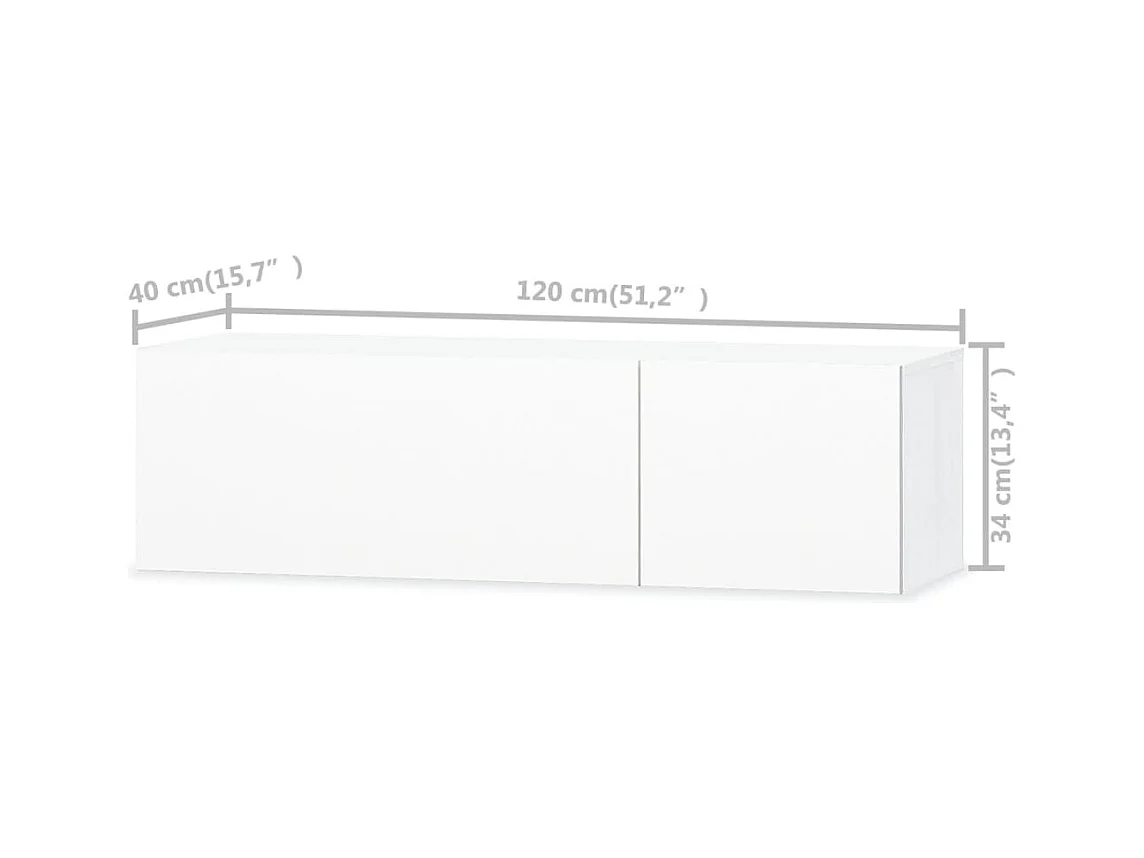 Mueble para TV  | Gabinete de TV |  Mueble de salón madera contrachapada blanco brillo 120x40x34 cm