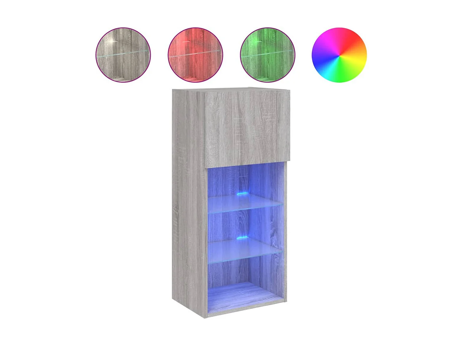 Meuble TV | Banc TV | Armoire TV avec lumières LED sonoma gris 40,5x30x90 cm