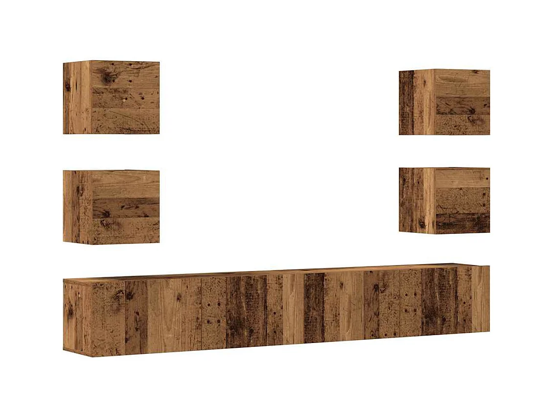 Tv-wandkasten | Tv-meubels | Tv-Banken 6 st bewerkt hout oud houtkleurig