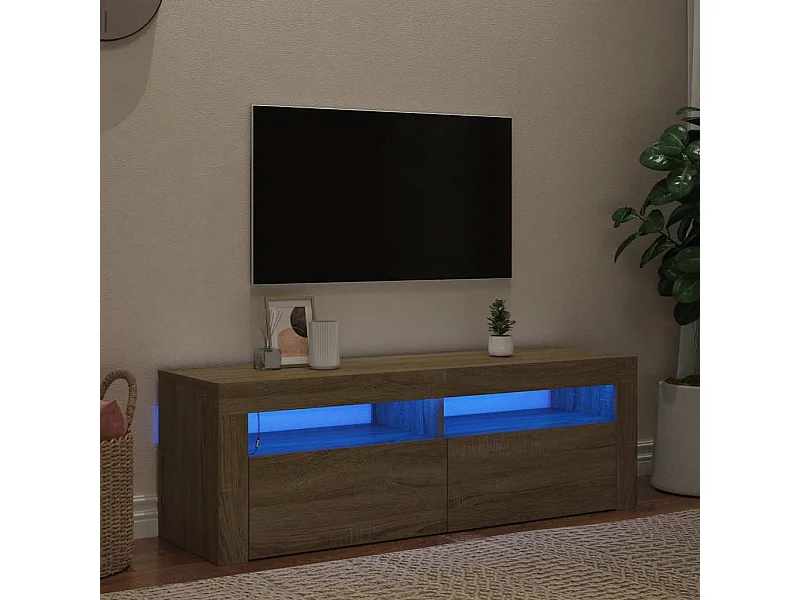 Meuble TV | Banc TV | Armoire TV avec lumières LED chêne sonoma 120x35x40 cm