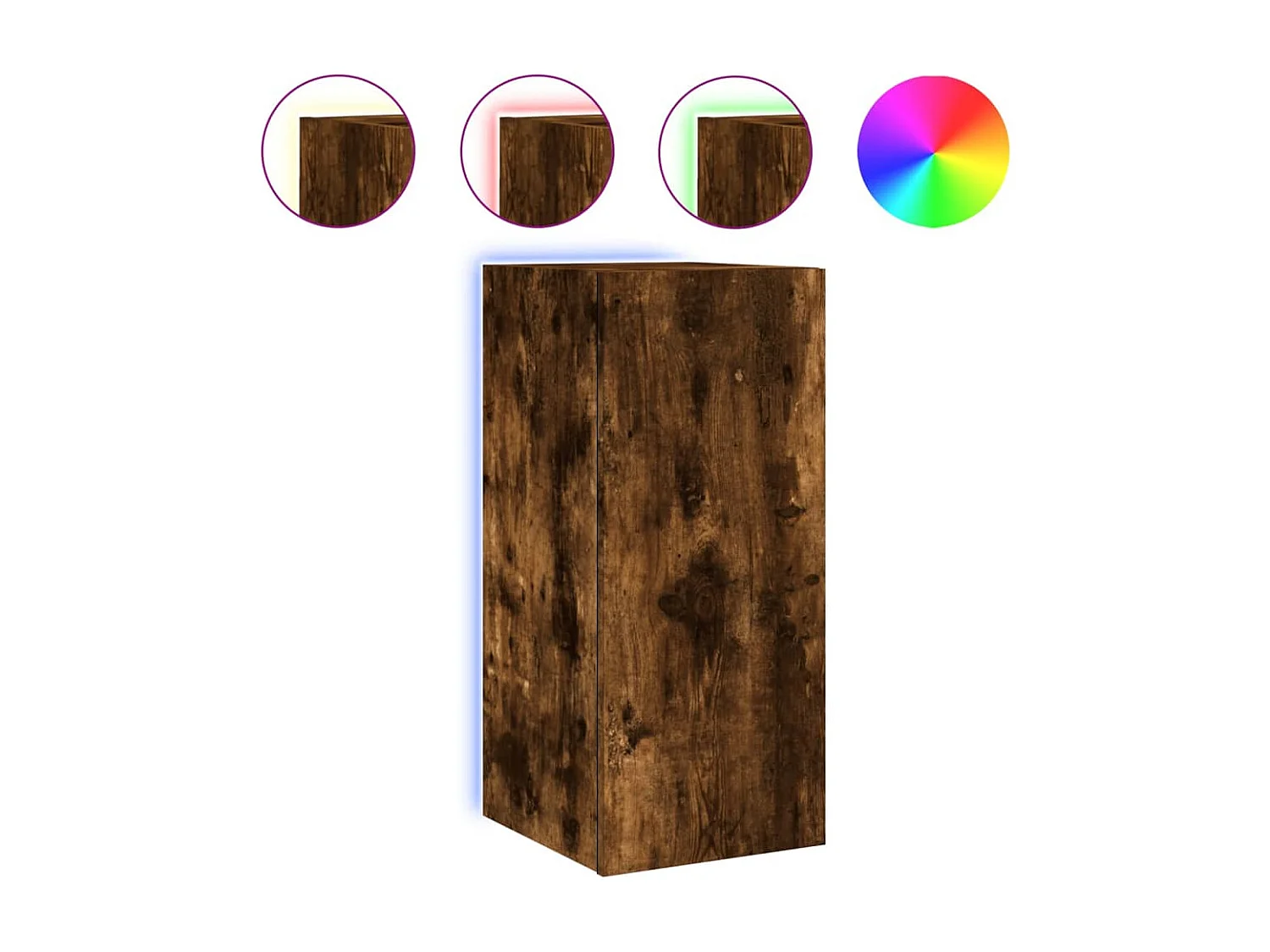 Meuble TV | Banc TV | Armoire TV mural avec lumières LED chêne fumé 30,5x35x70 cm