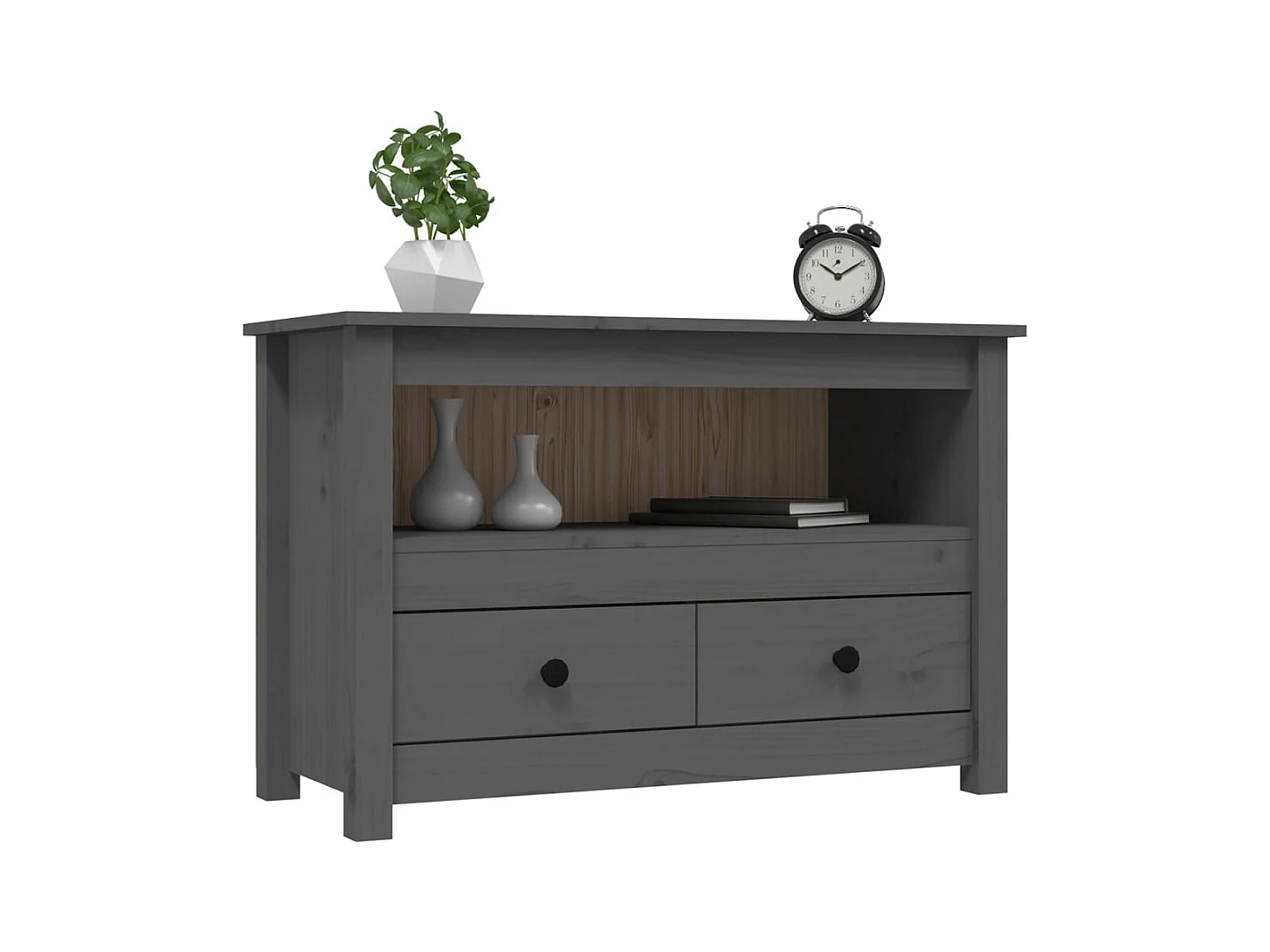 Mueble de TV | Mueble de salón de madera maciza de pino gris 79x35x52 cm