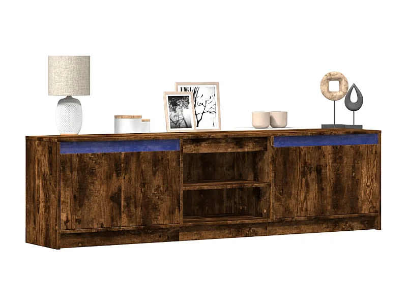 Tv-meubel | Tv-Bank | TV-kastmet LED 180x34x50 cm bewerkt hout gerookt eikenkleur