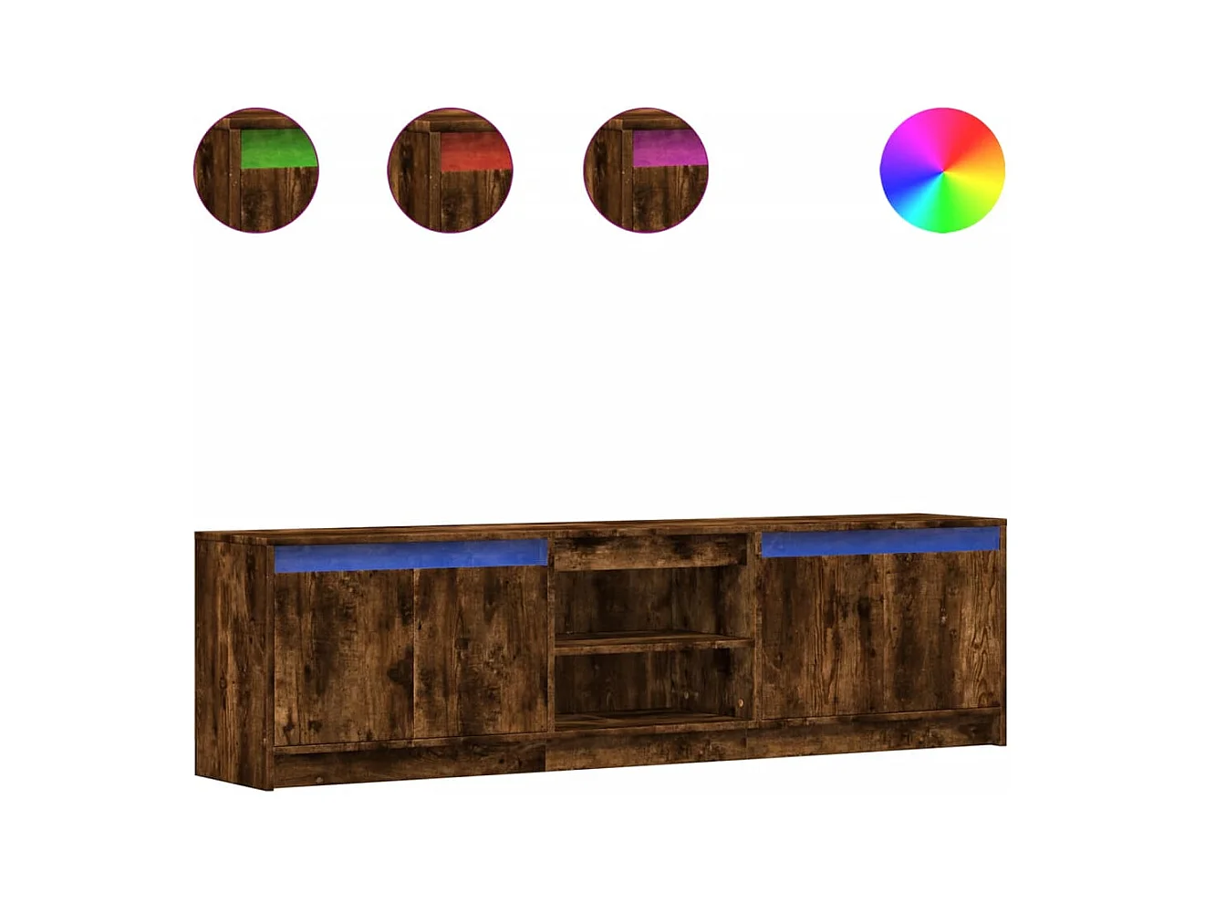 Tv-meubel | Tv-Bank | TV-kastmet LED 180x34x50 cm bewerkt hout gerookt eikenkleur