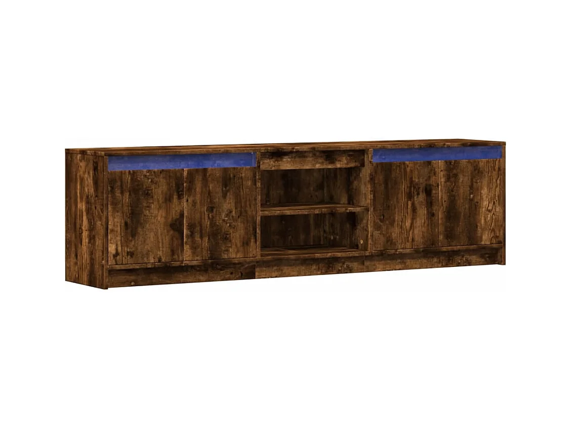 Tv-meubel | Tv-Bank | TV-kastmet LED 180x34x50 cm bewerkt hout gerookt eikenkleur