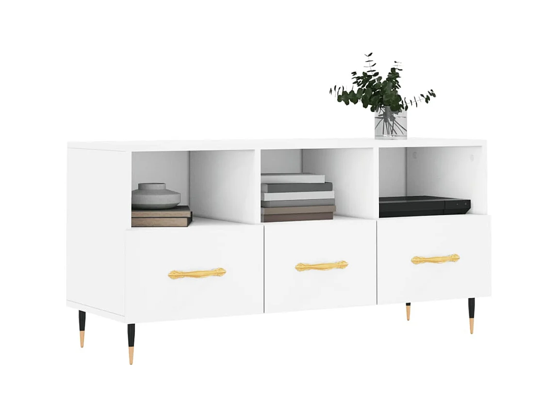 Mueble de TV | Mueble de salón madera de ingeniería blanco 102x36x50 cm