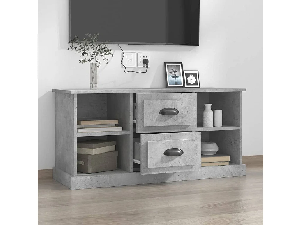 Meuble TV | Banc TV | Armoire TV gris béton 99,5x35,5x48 cm bois d'ingénierie