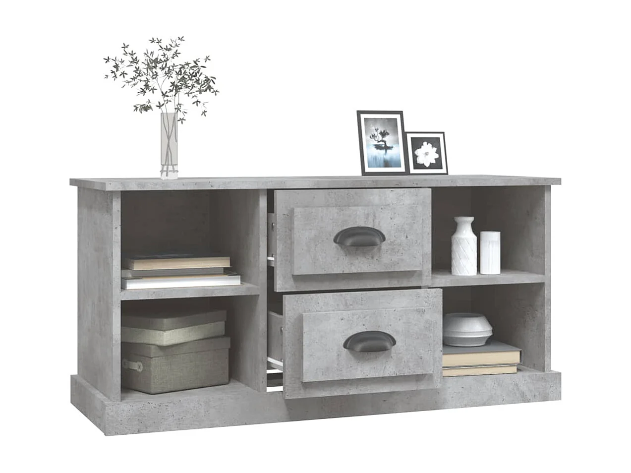 Meuble TV | Banc TV | Armoire TV gris béton 99,5x35,5x48 cm bois d'ingénierie