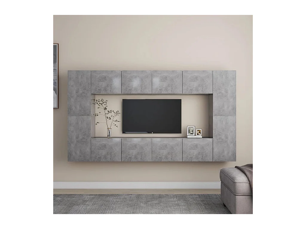 Ensemble de meubles TV | Bancs TV | Armoires TV 8 pcs Gris béton Bois d'ingénierie