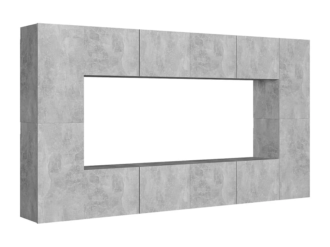 Set de Muebles de salón | Gabinetes de TV |  Muebles de TV 8 pzas madera ingeniería gris hormigón
