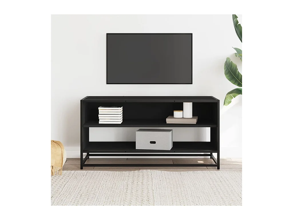 Mueble de TV | Mueble de salón madera de ingeniería y metal negro 91x40x46 cm