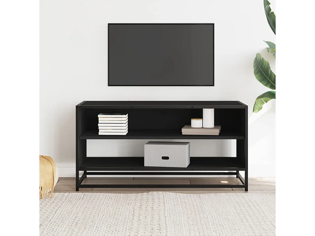 Mueble de TV | Mueble de salón madera de ingeniería y metal negro 91x40x46 cm