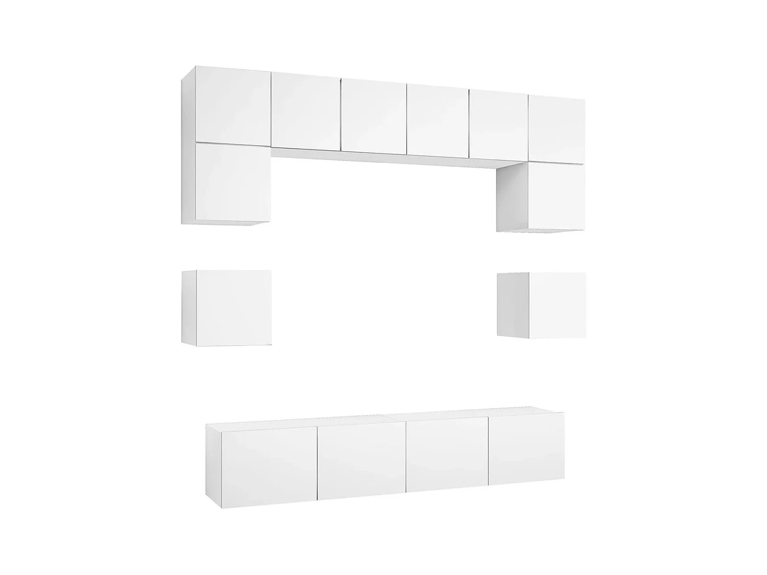 Ensemble de meubles TV | Bancs TV | Armoires TV 8 pcs Blanc Bois d'ingénierie