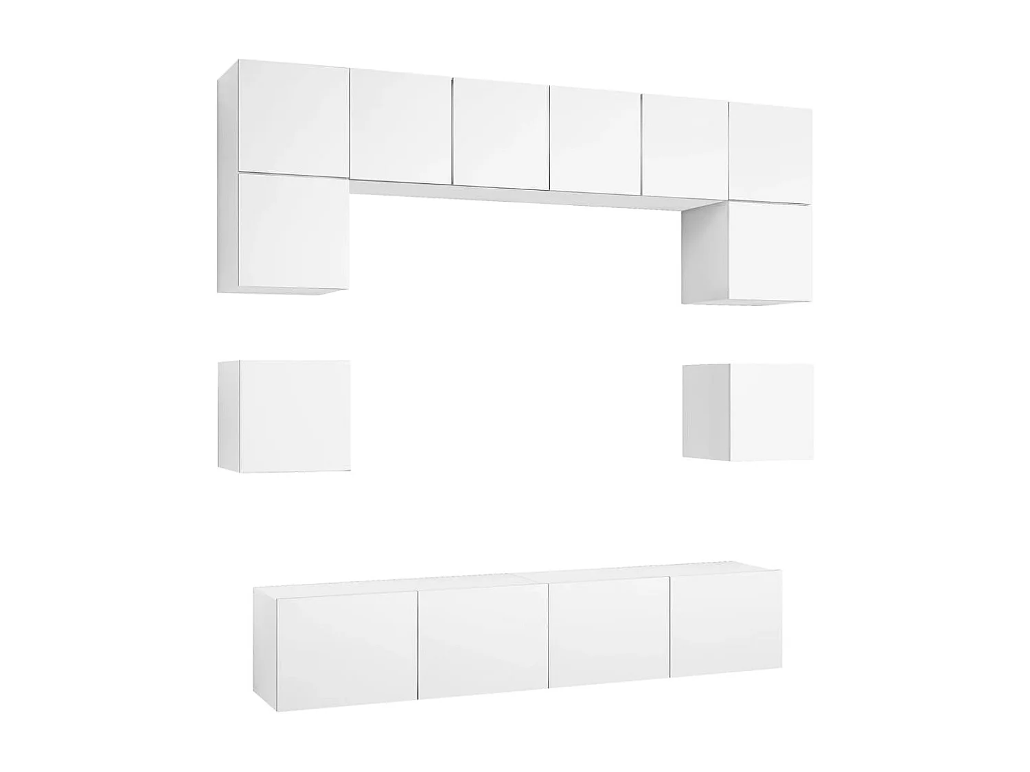 Ensemble de meubles TV | Bancs TV | Armoires TV 8 pcs Blanc Bois d'ingénierie