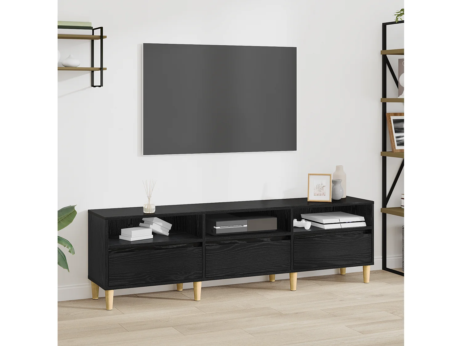 Meuble TV | Banc TV | Armoire TV Chêne noir 150 x 30 x 45 cm Bois d'ingénierie