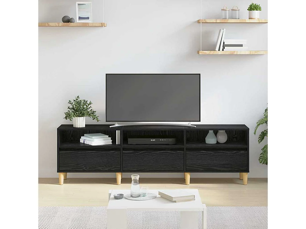 Meuble TV | Banc TV | Armoire TV Chêne noir 150 x 30 x 45 cm Bois d'ingénierie