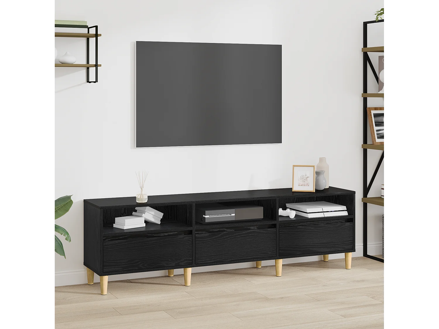 Meuble TV | Banc TV | Armoire TV Chêne noir 150 x 30 x 45 cm Bois d'ingénierie