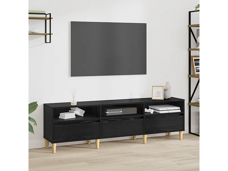 Meuble TV | Banc TV | Armoire TV Chêne noir 150 x 30 x 45 cm Bois d'ingénierie