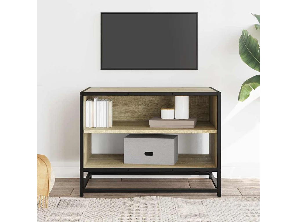 Tv-meubel | Tv-Bank | TV-kast61x40x46 cm bewerkt hout metaal sonoma eikenkleurig