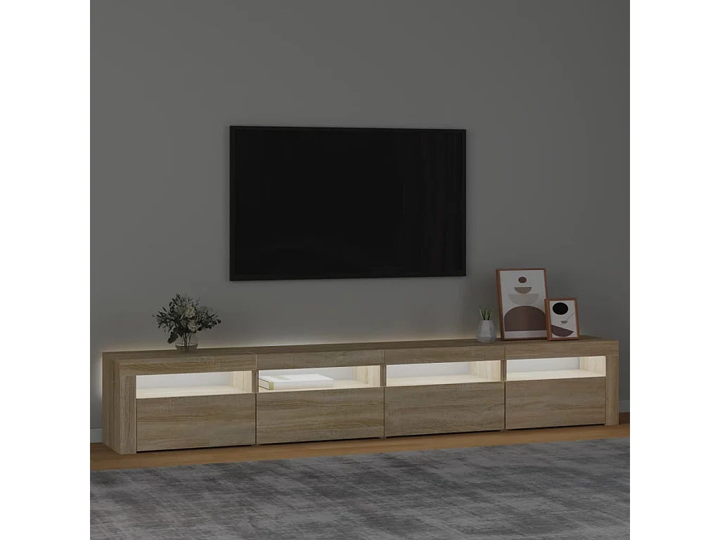 Meuble TV | Banc TV | Armoire TV avec lumières LED Chêne sonoma 240x35x40 cm