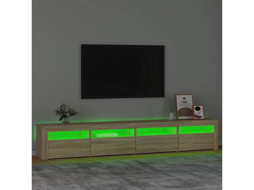 Meuble TV | Banc TV | Armoire TV avec lumières LED Chêne sonoma 240x35x40 cm