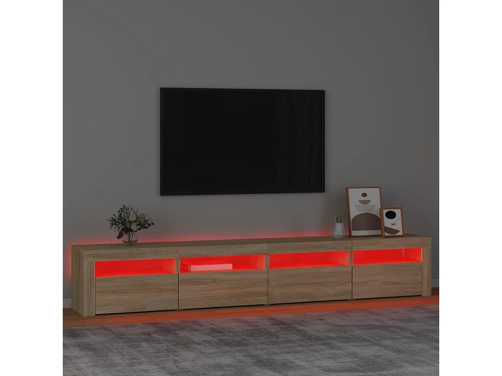 Meuble TV | Banc TV | Armoire TV avec lumières LED Chêne sonoma 240x35x40 cm