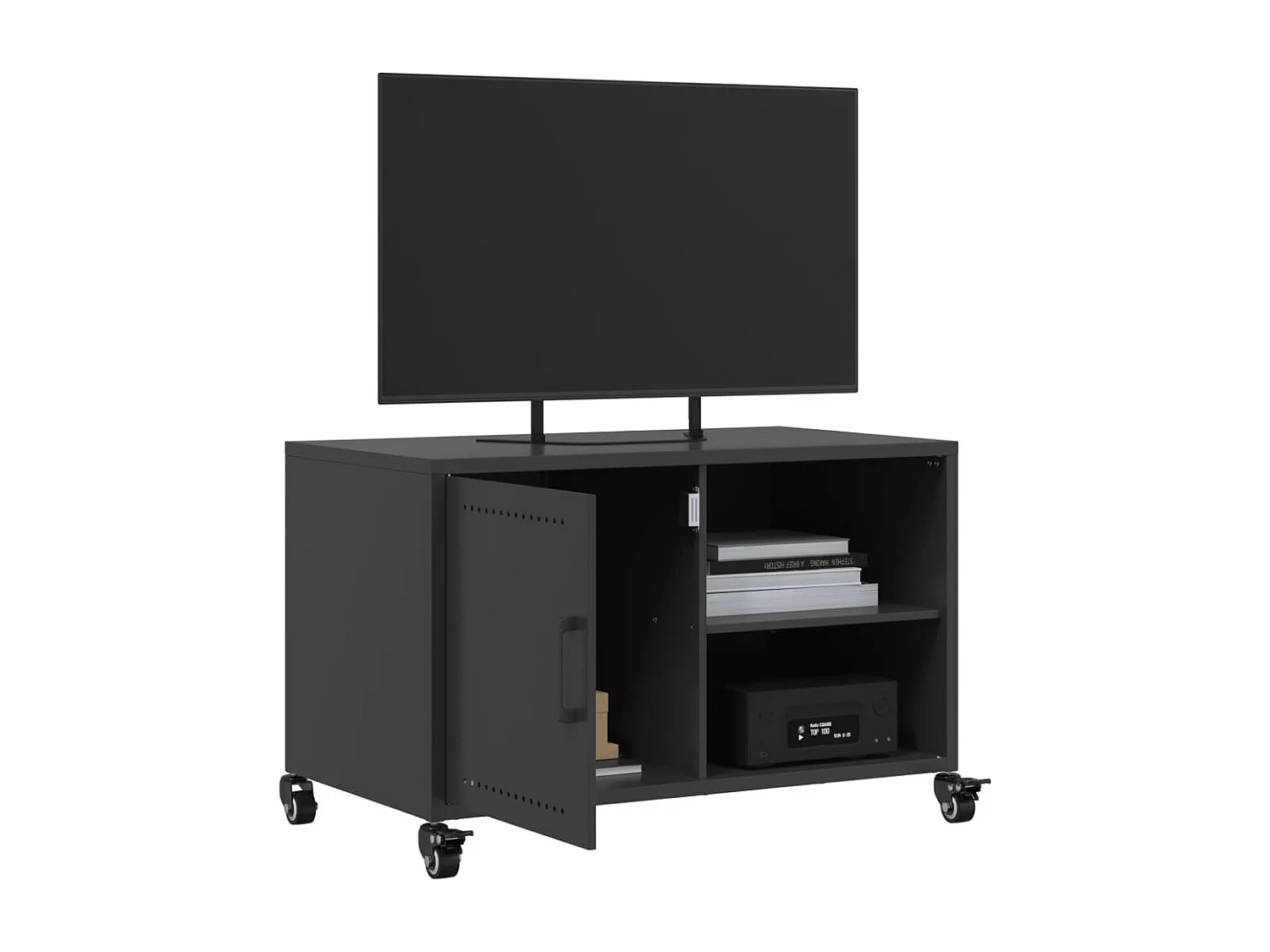 Meuble TV | Banc TV | Armoire TV noir 68x39x43,5 cm acier